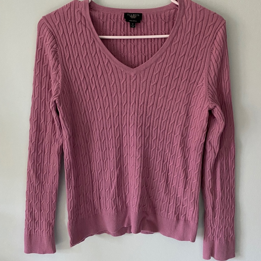 V-Neck Cable Knit Sweater